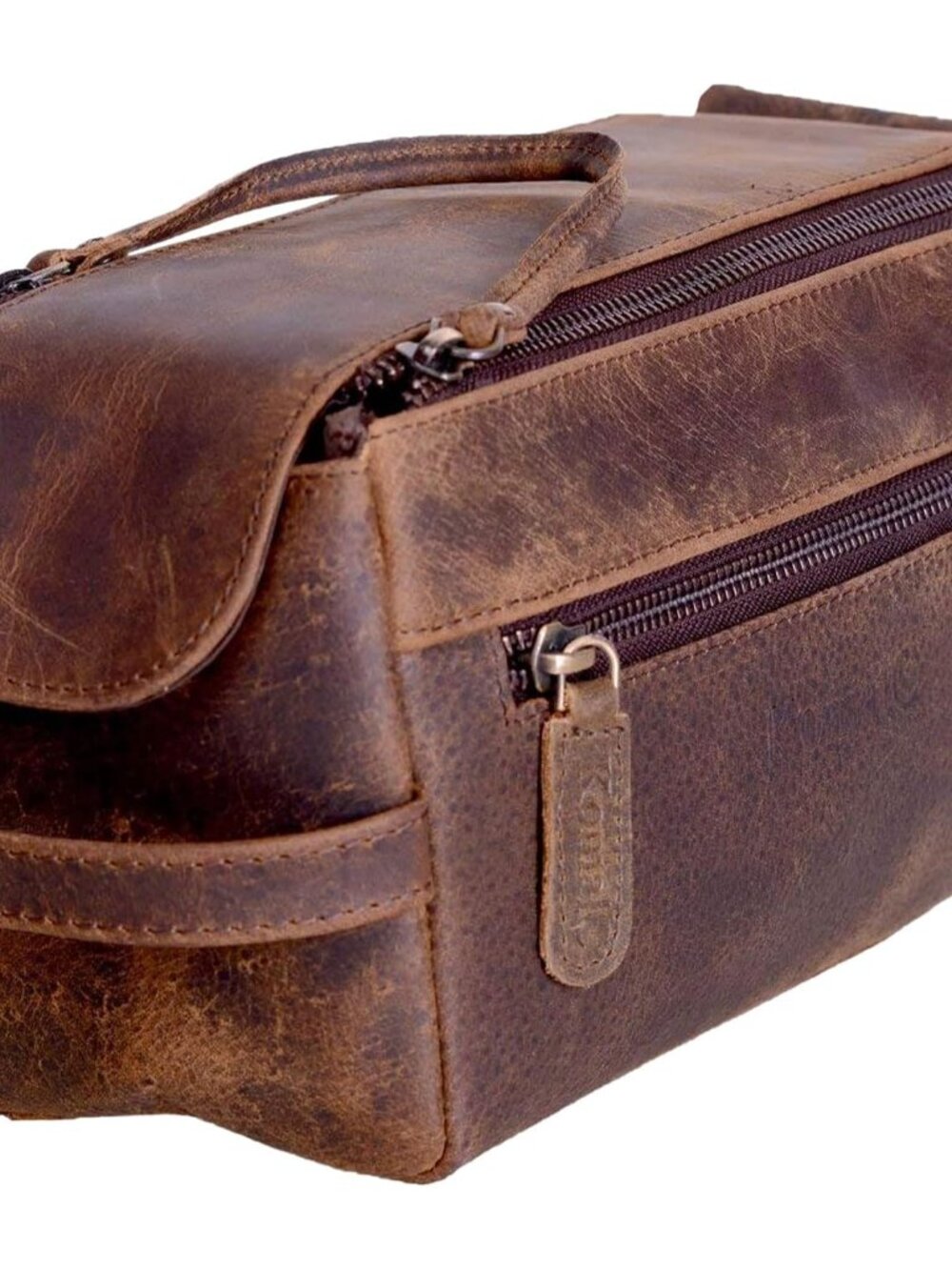 Premium Buffalo Leather Toiletry Bag for Men & Women With Water resistant Lining